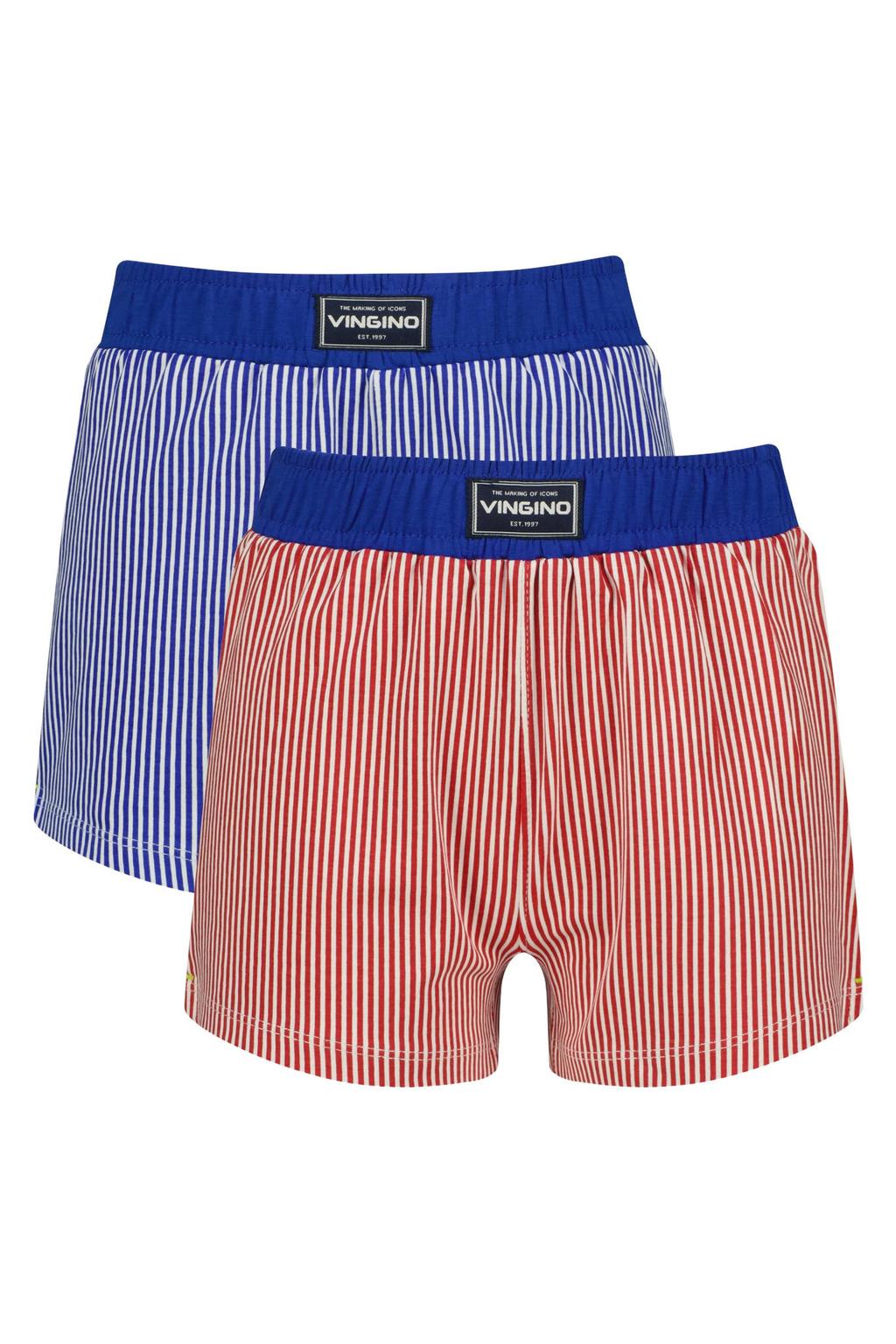 Vingino gestreepte boxershorts - blauw/rood (set van 2)