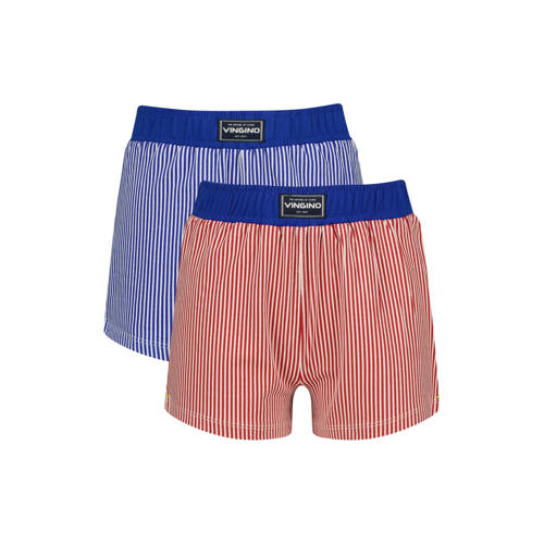 Vingino gestreepte boxershorts blauw/rood (set van 2)