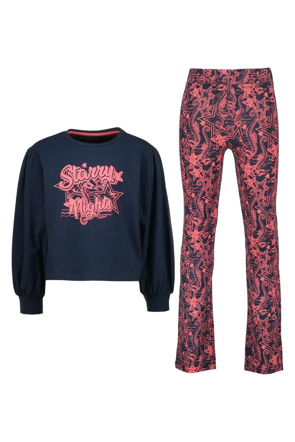 Vingino pyjama met print - donkerblauw/roze