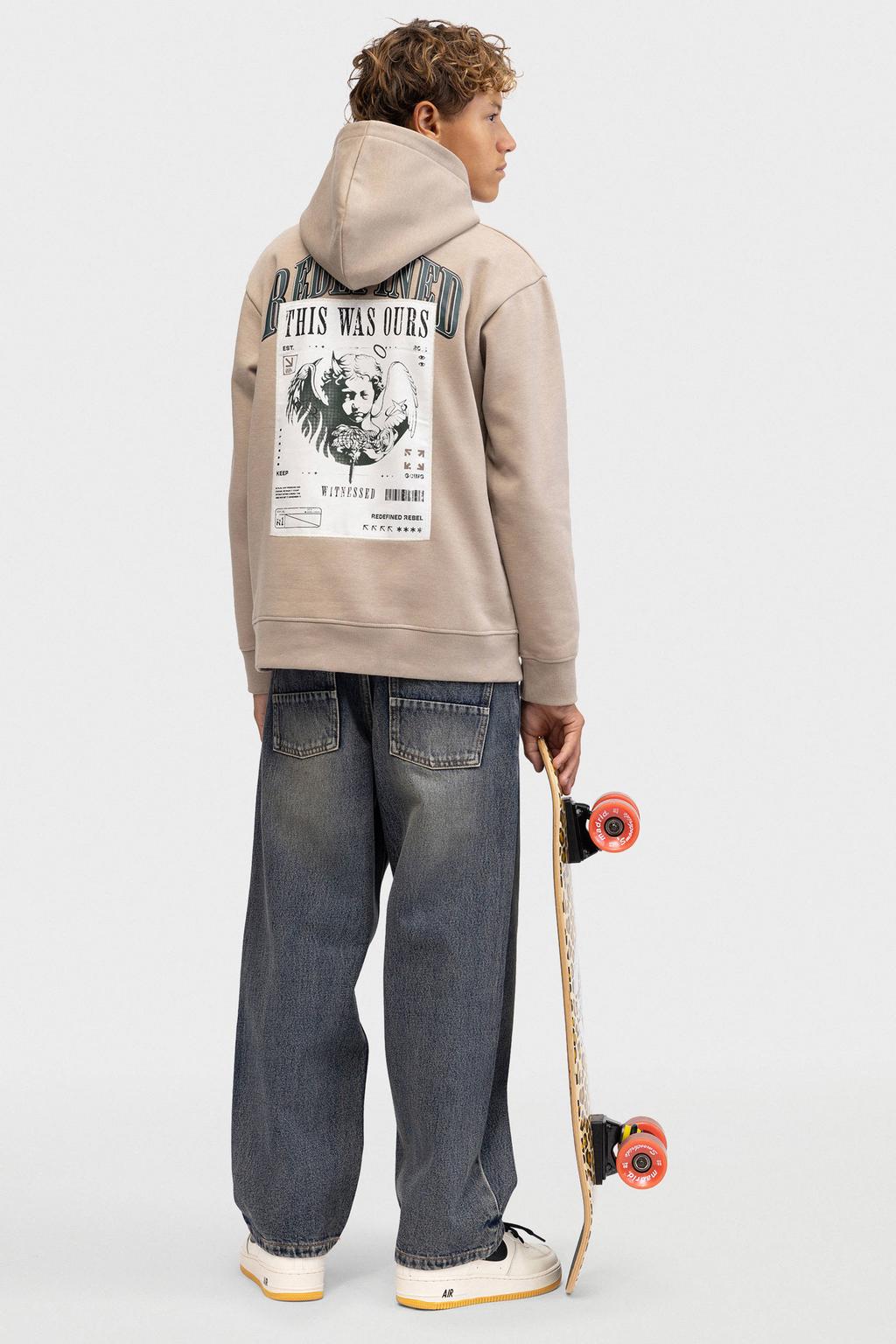 Redefined Rebel hoodie met backprint - beige