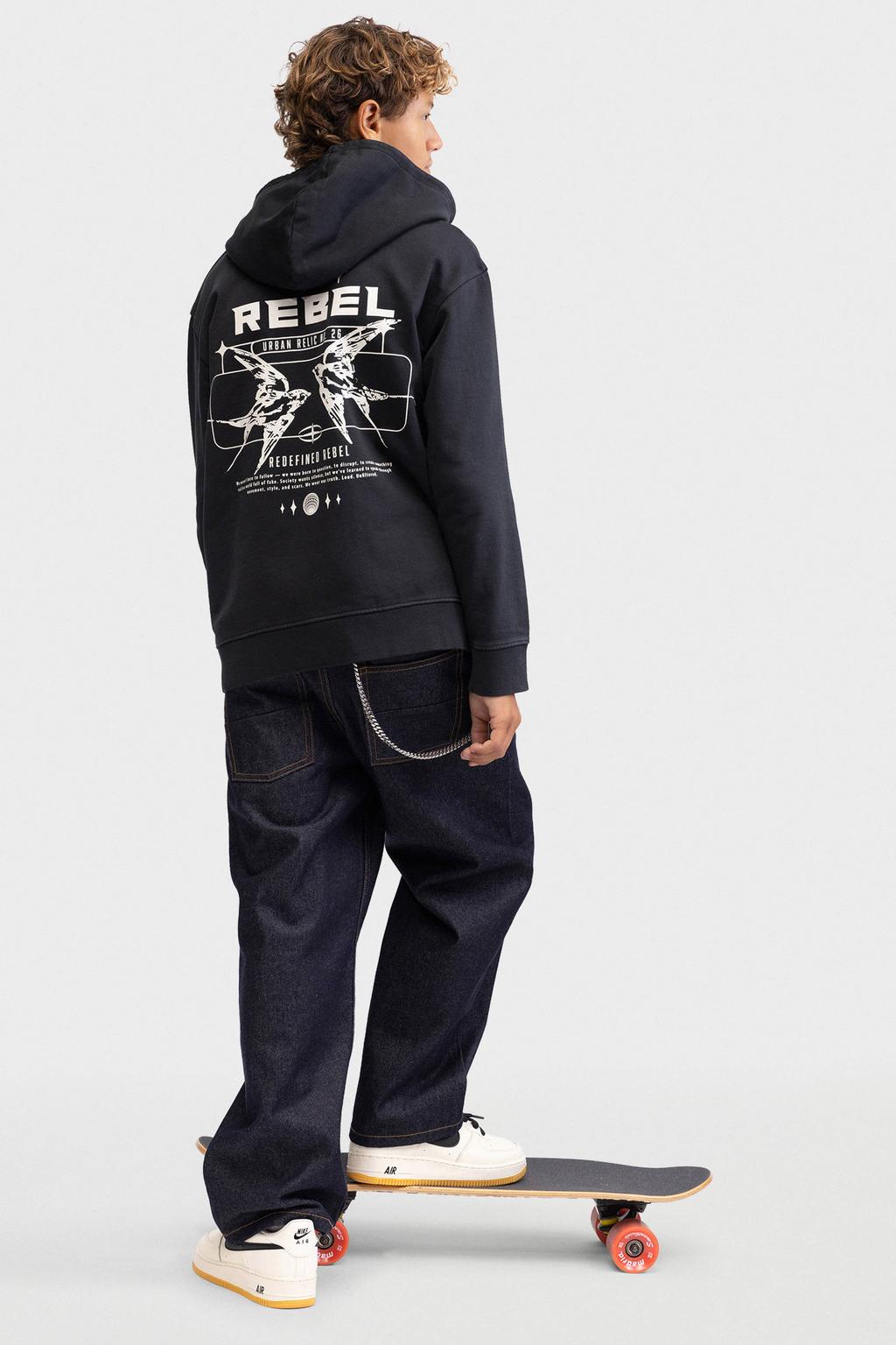 Redefined Rebel sweatvest met backprint - zwart