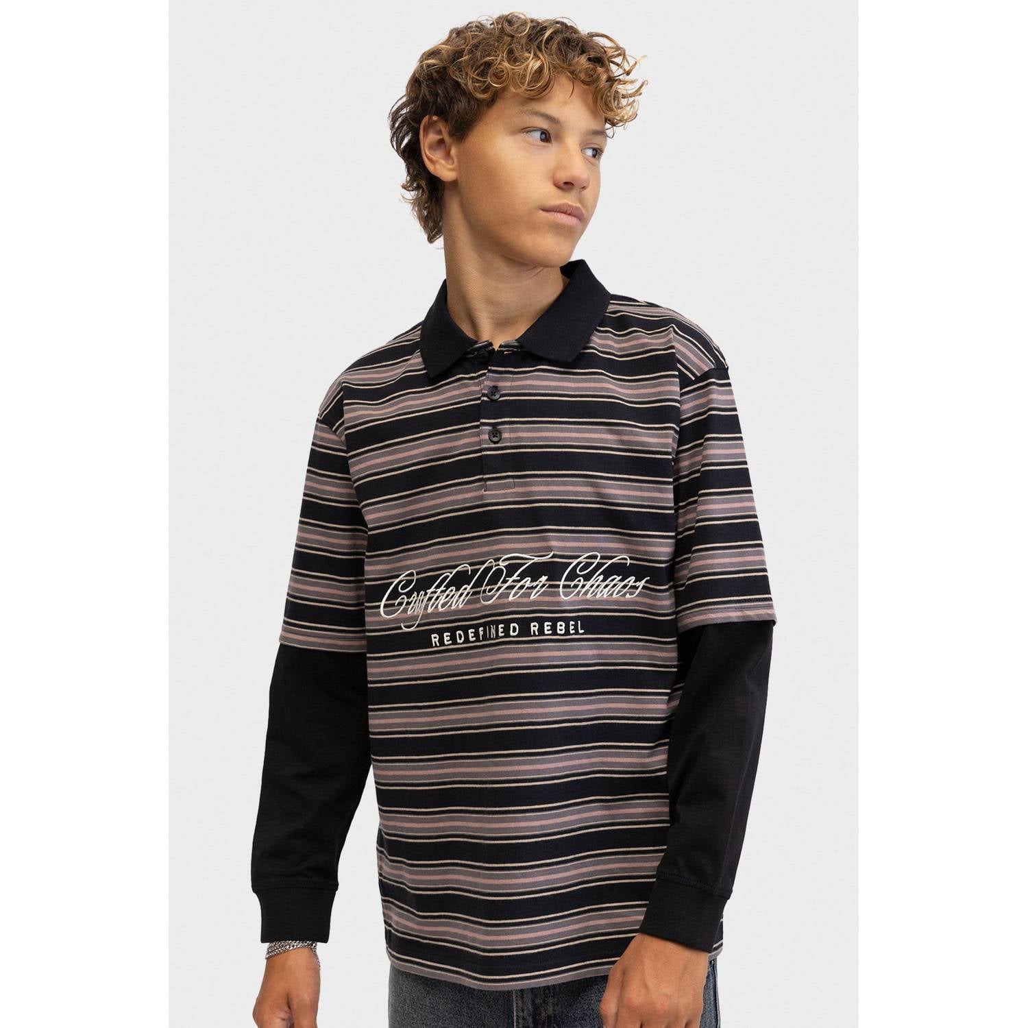 Redefined Rebel gestreepte longsleeve zwart