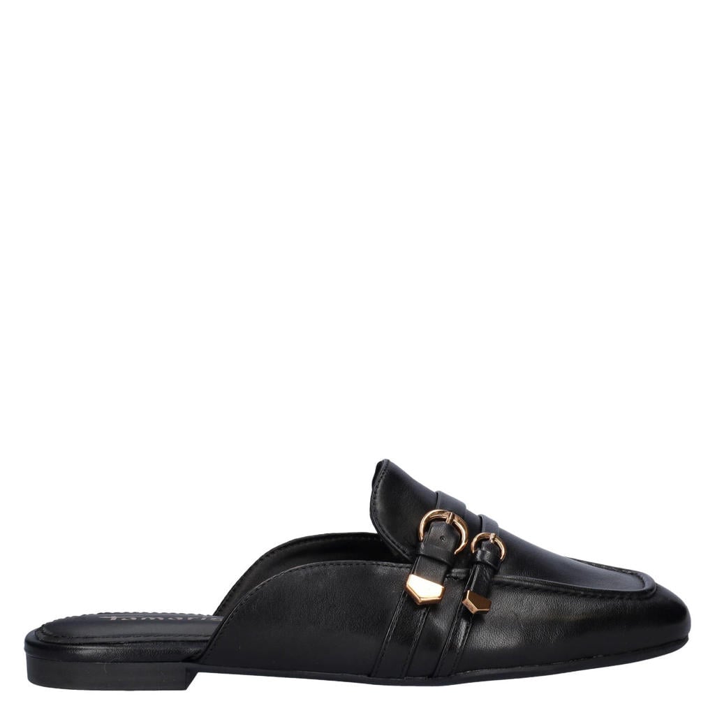 Zwarte dames Tamaris imitatieleren slippers