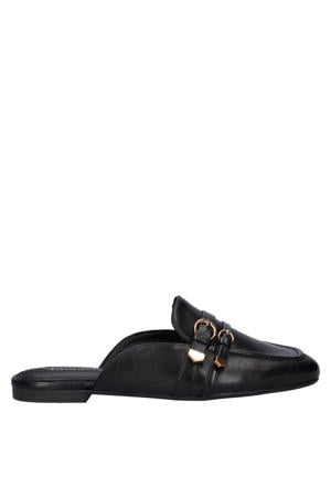 imitatieleren slippers zwart