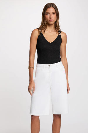 gemêleerde top met glitters - zwart