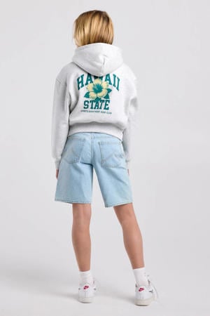 gemêleerde hoodie met backprint - grijs