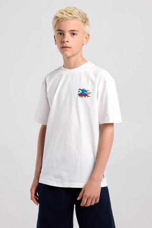 rechtvallend T-shirt met backprint - wit