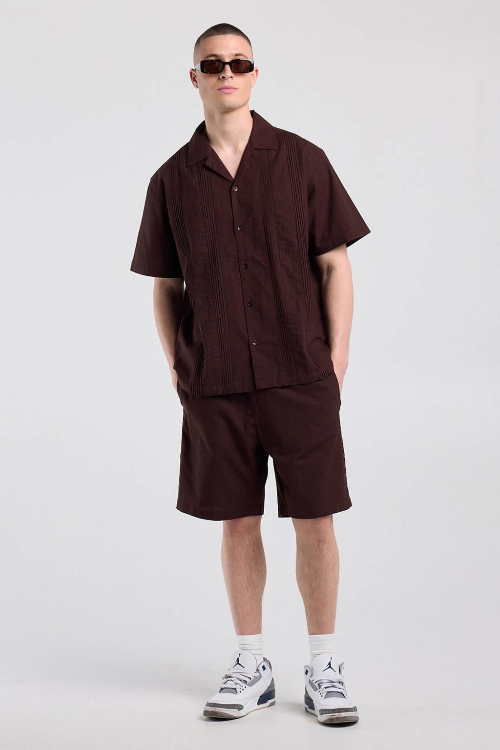America Today linnen relaxed fit casual short - bruin