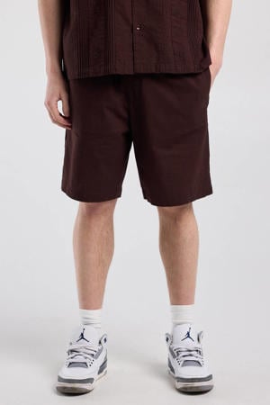 linnen relaxed fit casual short - bruin