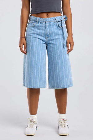 regular waist short light blue denim