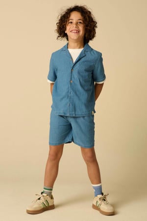 gestreepte casual short medium blue denim