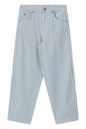gestreepte straight leg jeans blauw
