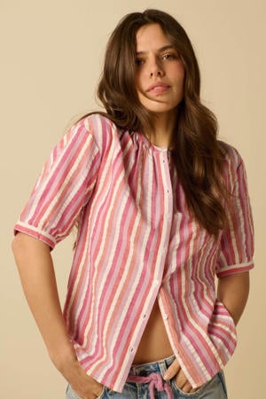 gestreepte blouse - roze