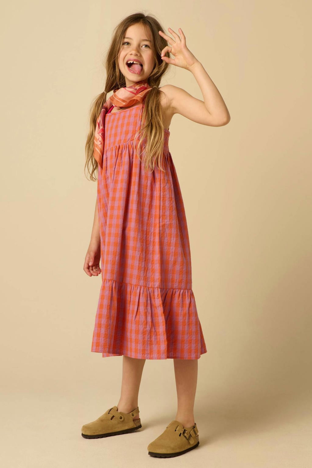 Sissy-Boy geruite maxi jurk donker oranje