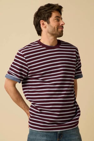 relaxed gestreept T-shirt donkerrood