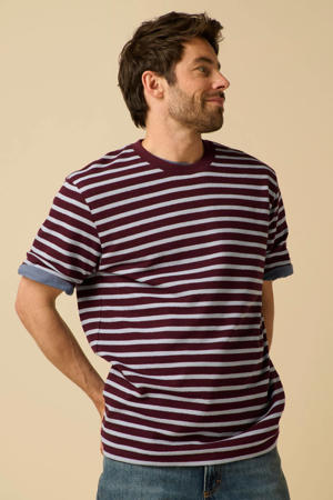 relaxed gestreept T-shirt donkerrood