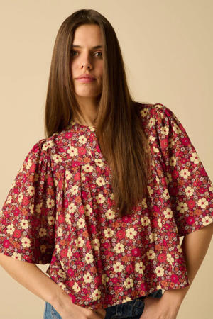 gebloemde blouse - rood