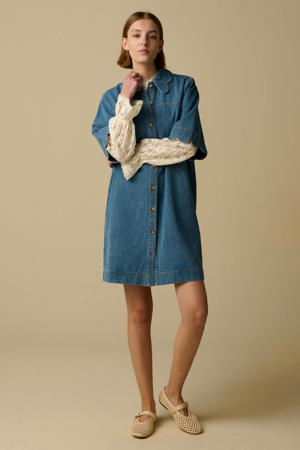 denim blousejurk - mediumblauw