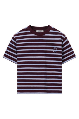 gestreept T-shirt donkerrood