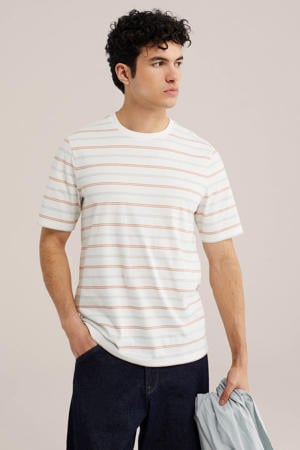 regular fit gestreept T-shirt - ecru