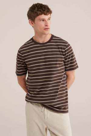 regular fit gestreept T-shirt - donkerblauw