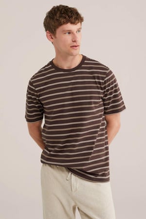 regular fit gestreept T-shirt - donkerblauw