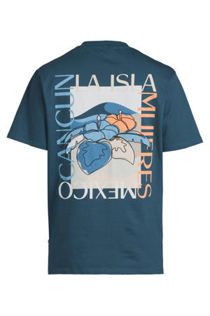 regular fit T-shirt met backprint - blauw