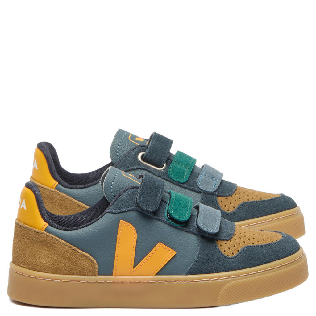 Veja Small V-10 leren sneakers - blauw/geel