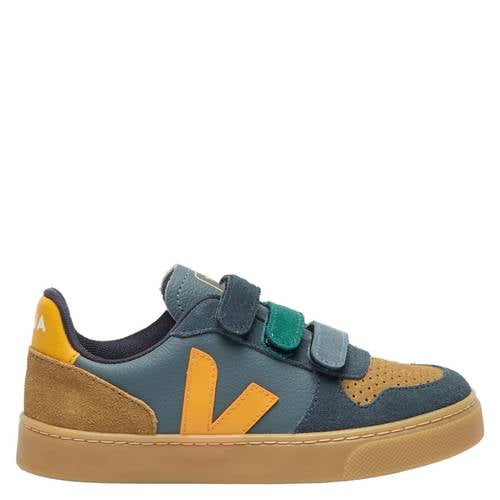 Veja Small V-10 leren sneakers blauw/geel