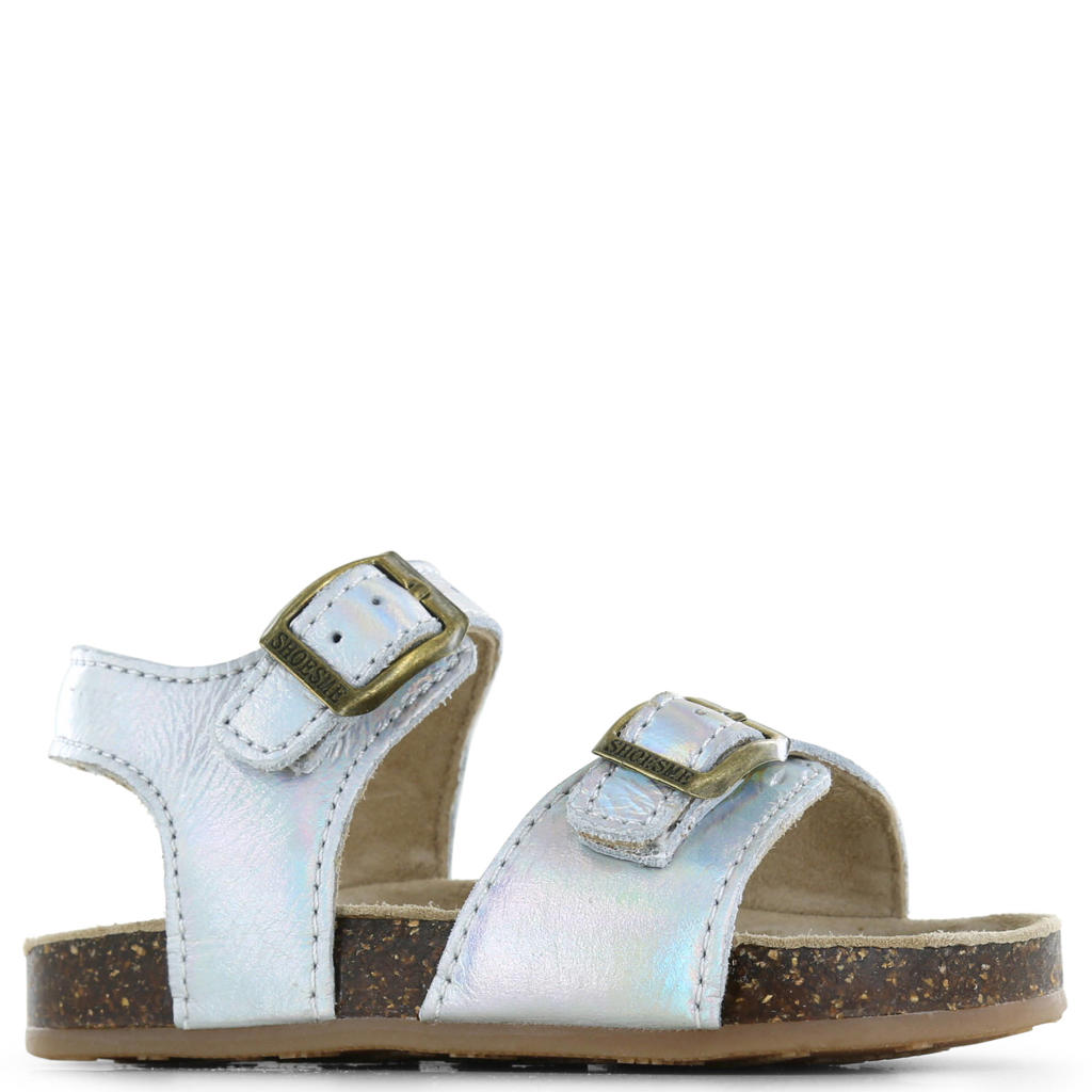 Zilverkleurige meisjes Shoesme leren sandalen - met gesp