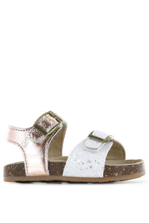 leren sandalen - champagne/wit