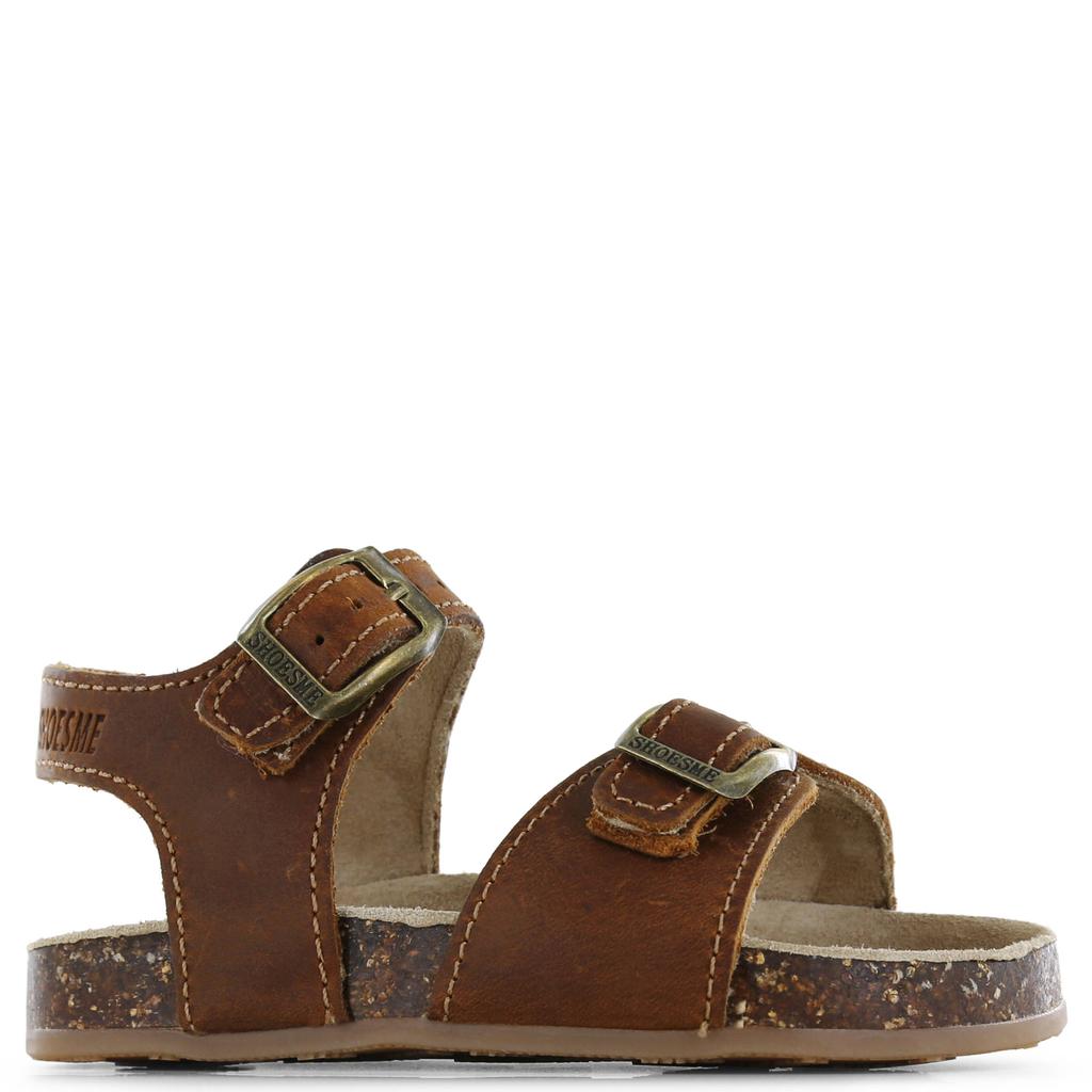 Bruine jongens Shoesme leren sandalen - met gesp