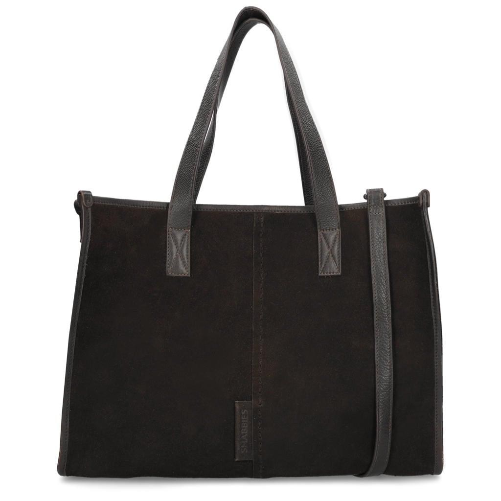 Shabbies Amsterdam suede shopper Verena Interlace donkerbruin