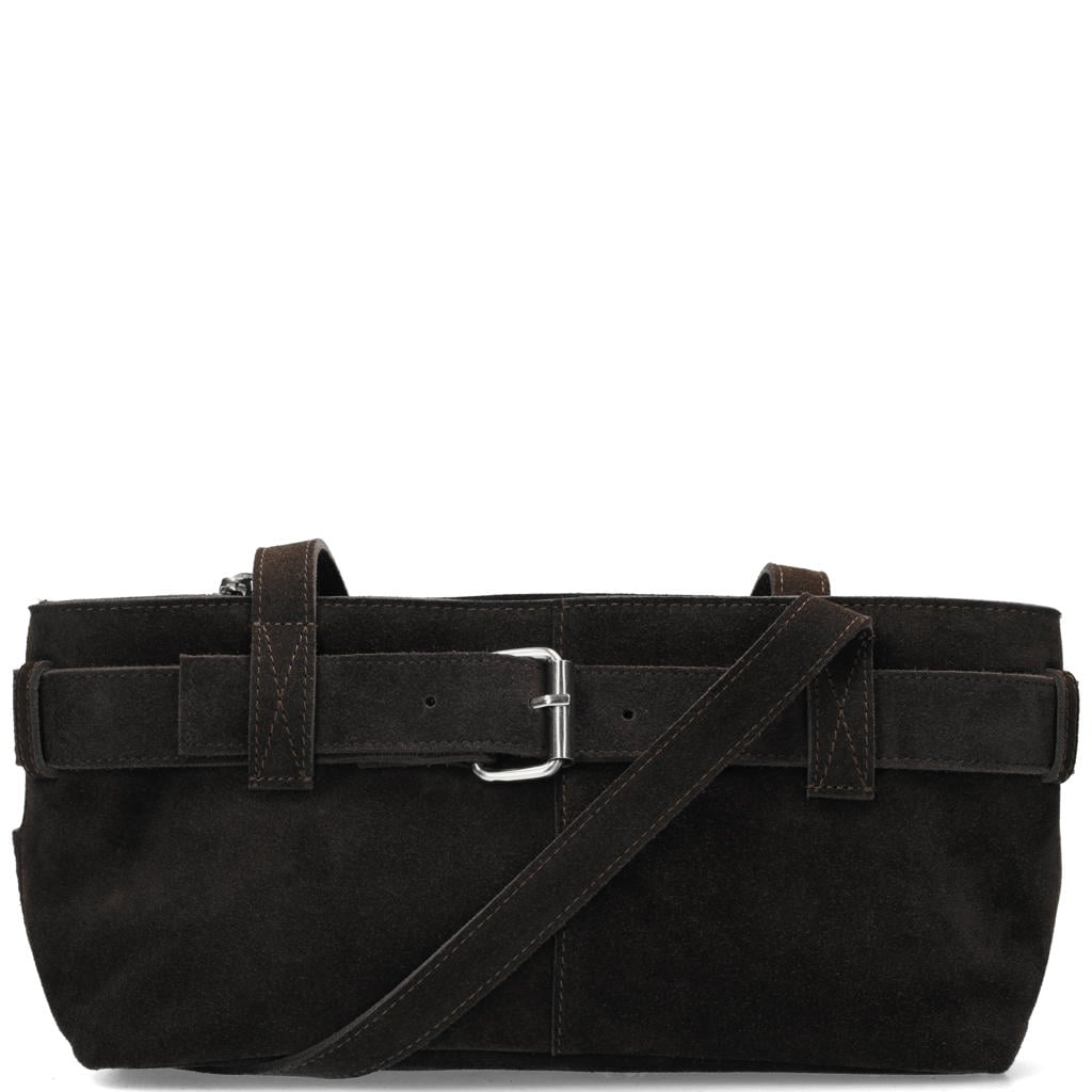 Shabbies Amsterdam suede schoudertas Olla donkerbruin