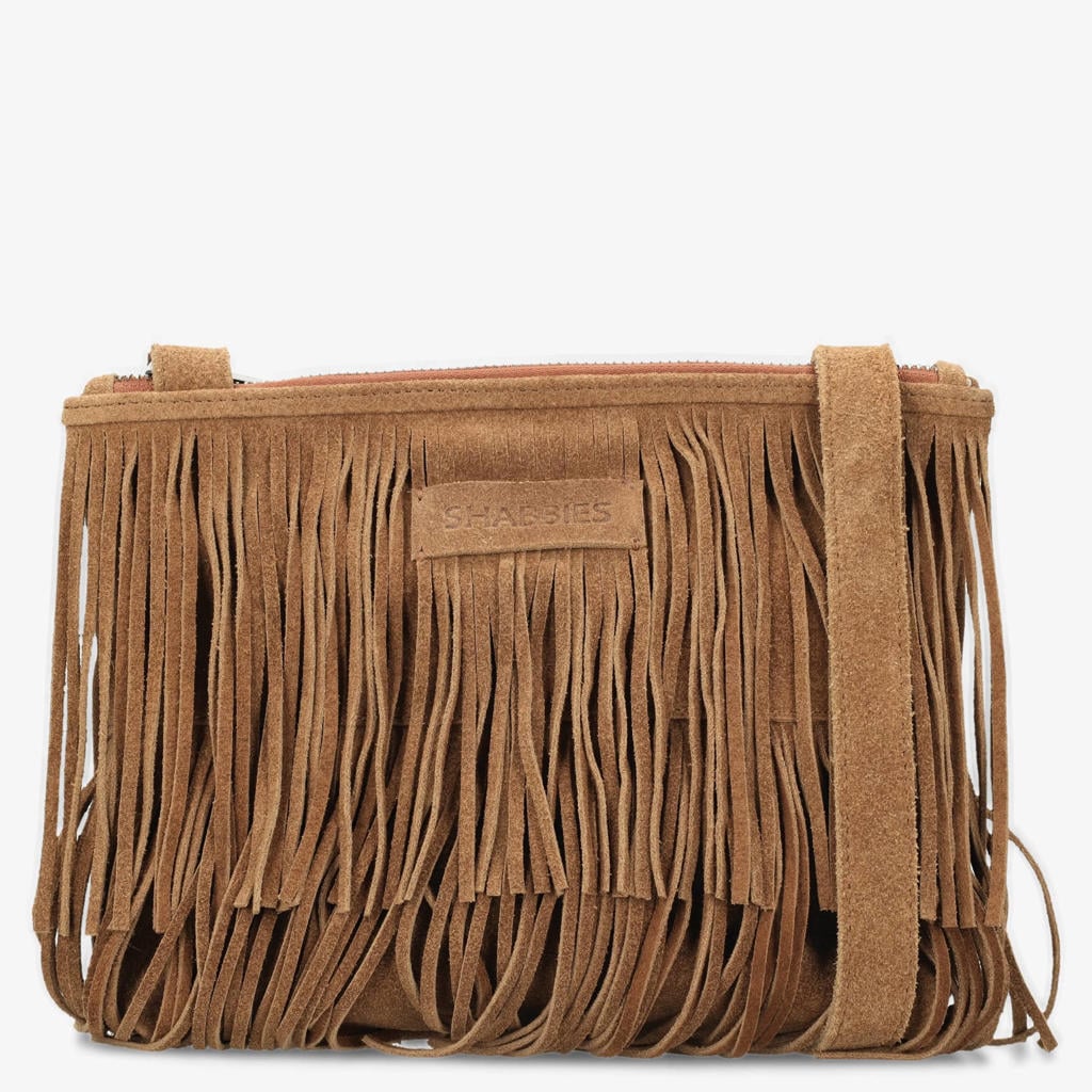 Shabbies Amsterdam suede crossboy tas Festival Fringe cognac