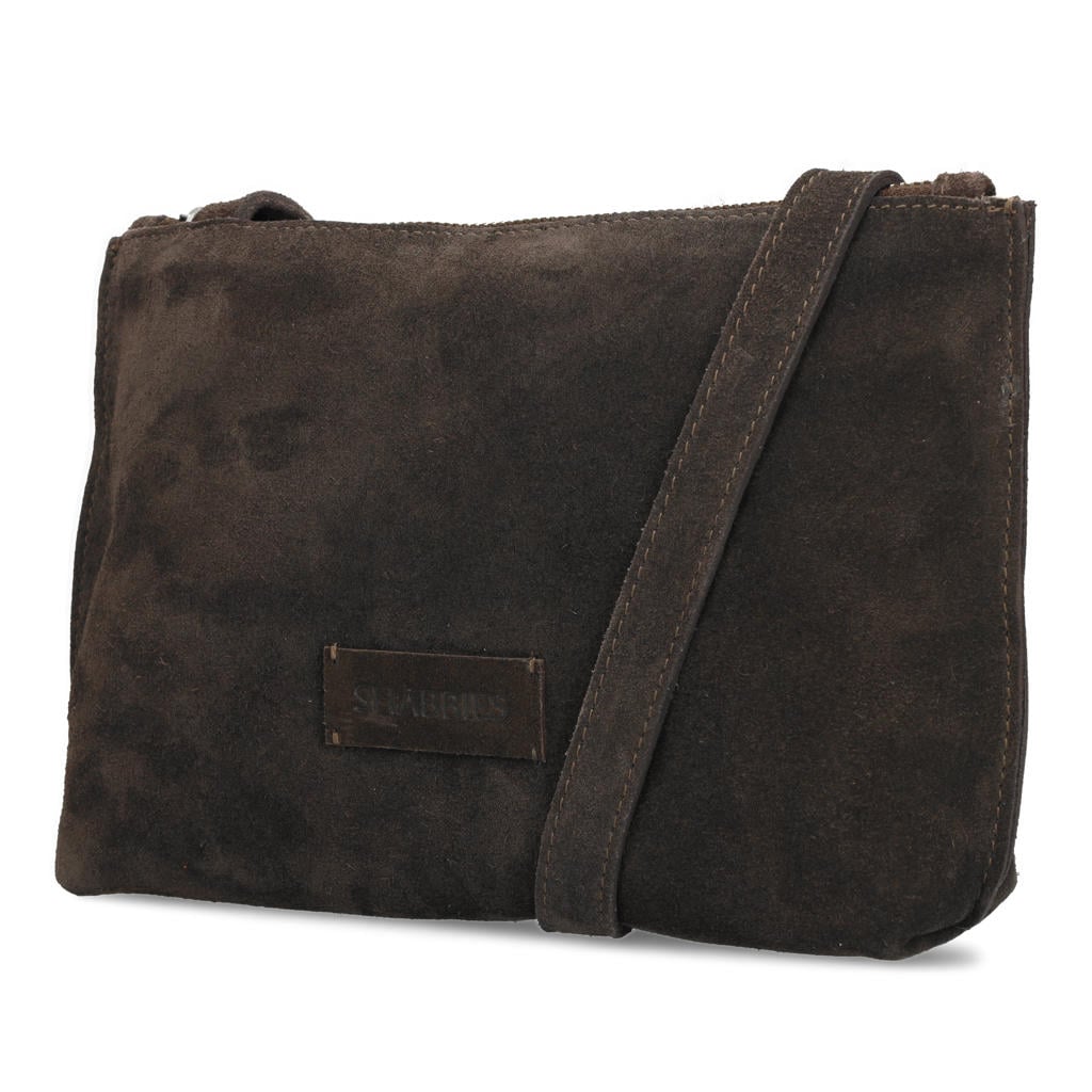 Shabbies Amsterdam suede crossbody tas Festival Big donkerbruin