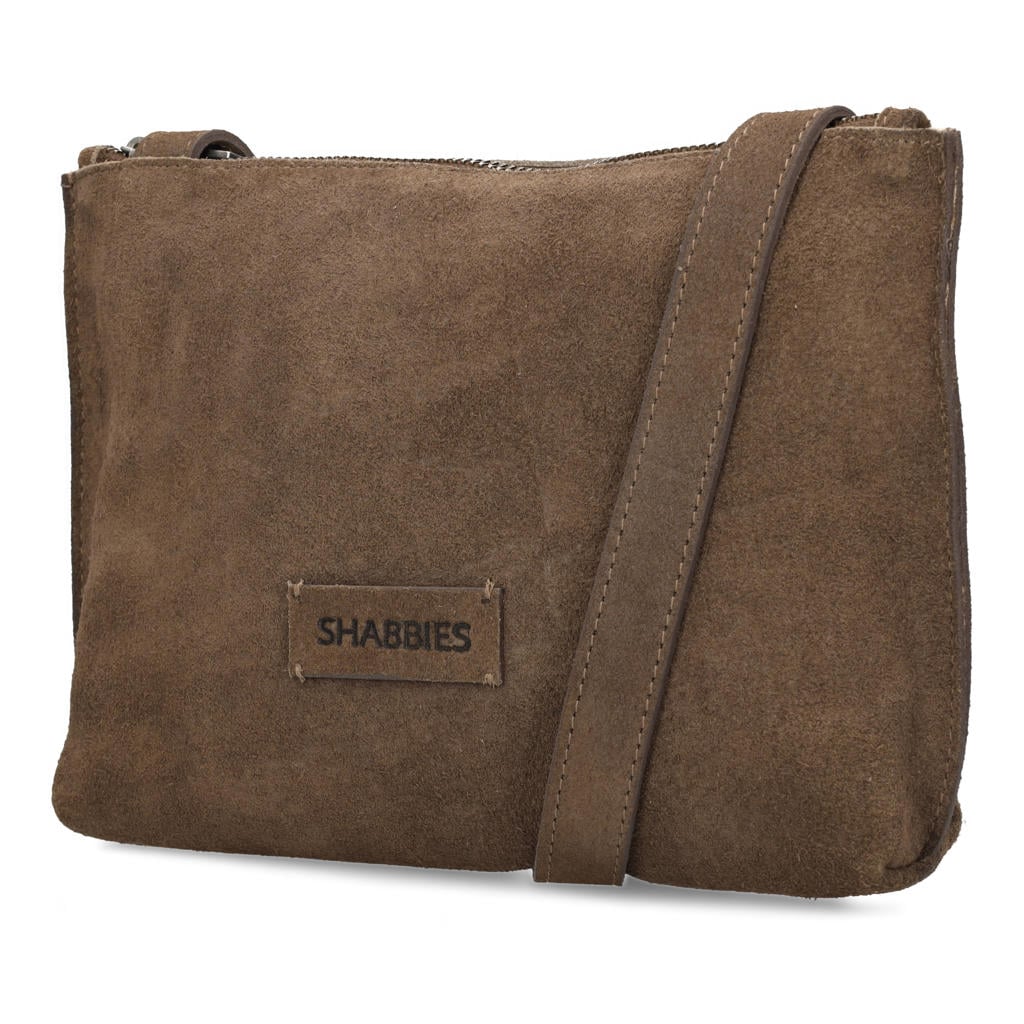 Shabbies Amsterdam suede crossbody tas Festival Big taupe