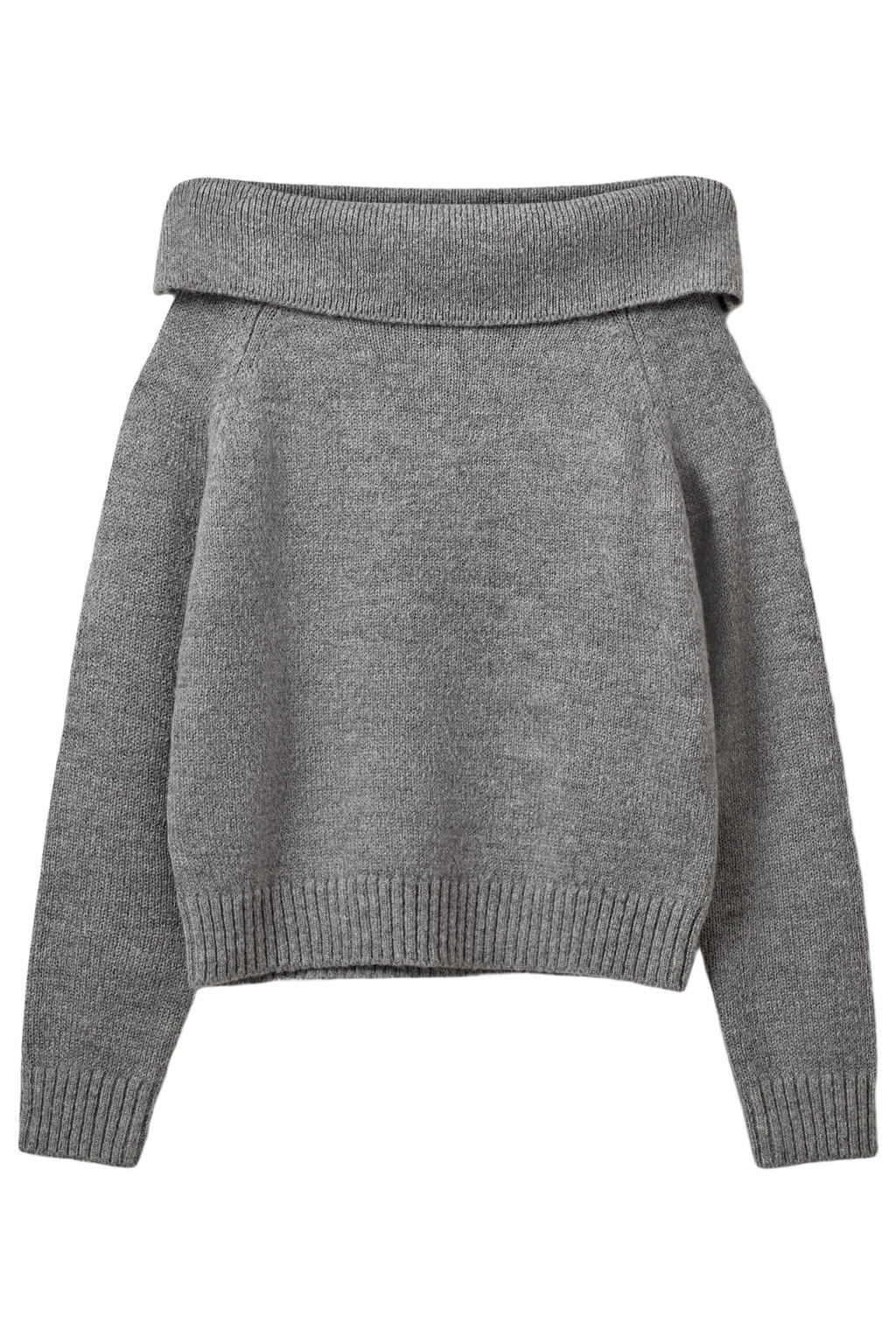 Grijs melange meisjes Sofie Schnoor girls off shoulder gebreide trui met lange mouwen
