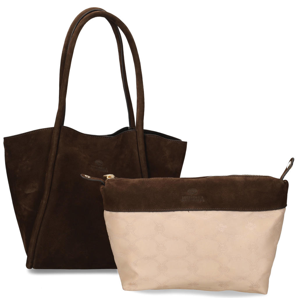 Fred de la Bretoniere suede shopper Nalani donkerbruin