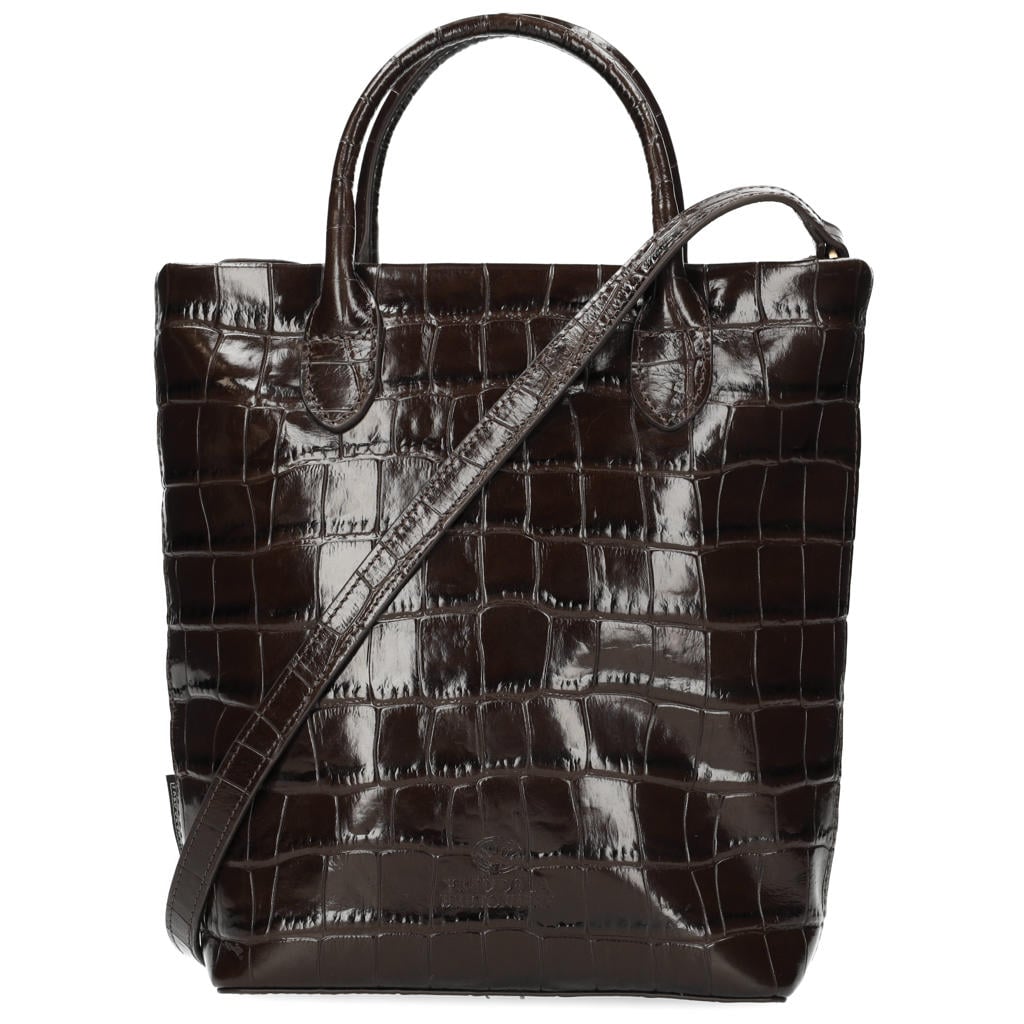 Fred de la Bretoniere leren mini shopper Vicky donkerbruin