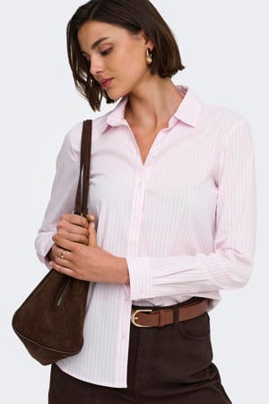 blouse met krijtstreep lichtroze