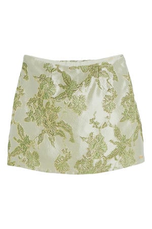 gebloemde korte rok met glitters - groen