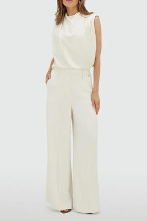 high waist wide leg broek - ecru