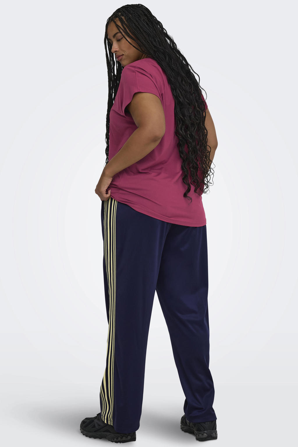 Rode dames ONLY PLAY CURVY sportshirt Plus Size van polyester met effen en korte mouwen