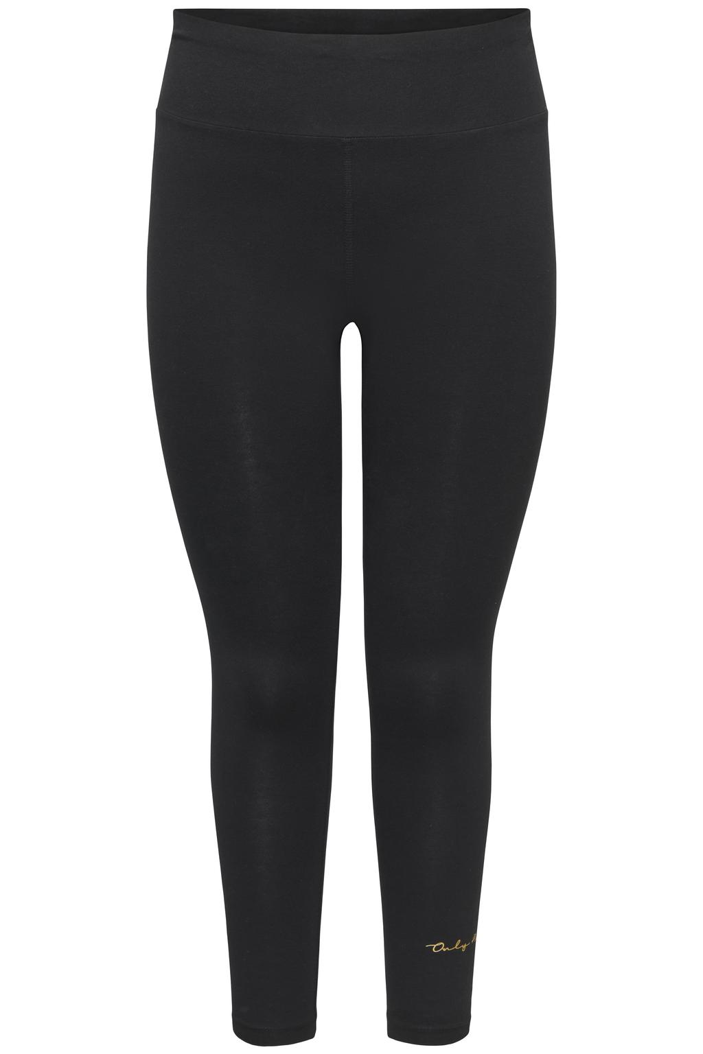 Zwarte dames ONLY PLAY CURVY sportlegging van katoen met slim fit en regular waist