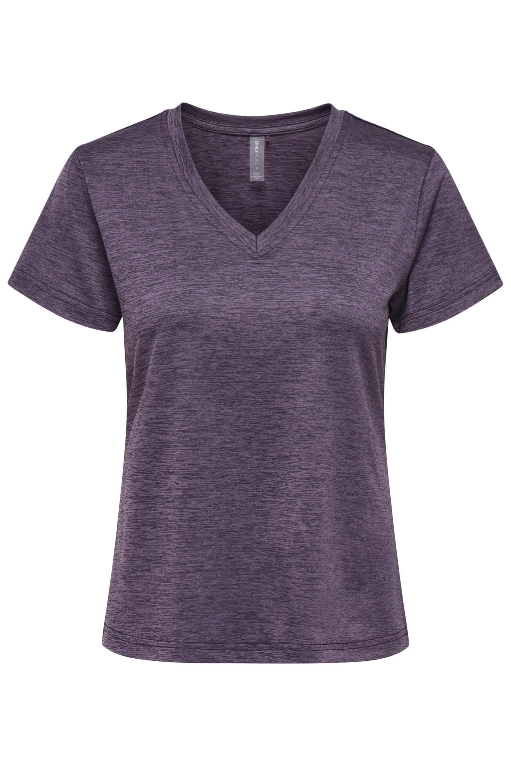 Donkerpaarse dames ONLY PLAY CURVY sportshirt Plus Size van polyester met korte mouwen