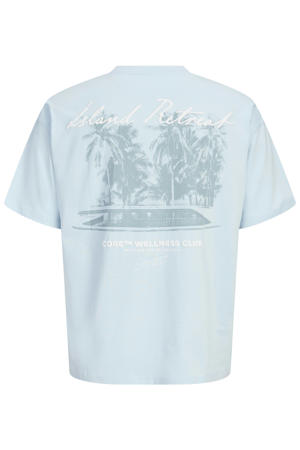 regular fit T-shirt met backprint - lichtblauw