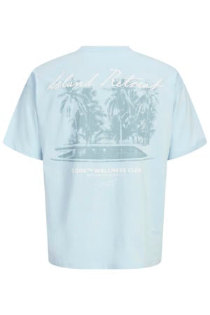 regular fit T-shirt met backprint - lichtblauw