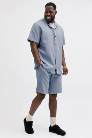 relaxed casual overhemd met short blauw - (set van 2)