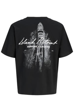 regular fit T-shirt met backprint - zwart